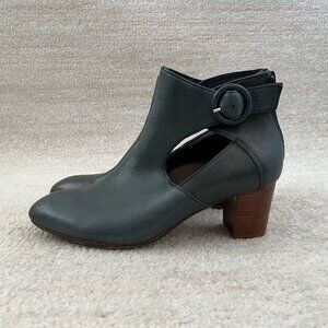 Earth Corinth Blue Chunky Heel Ankle Boots Booties Shoes 10B